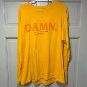 Kendrick Lamar Men Tee DAMN Long Sleeve Yellow Large TDE Kung Fu Kenny TOUR TEE